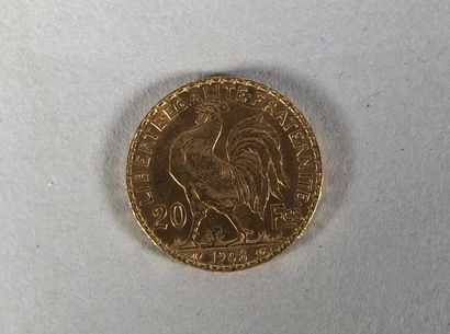 Pièce vingt francs or au coq de Chaplain,...