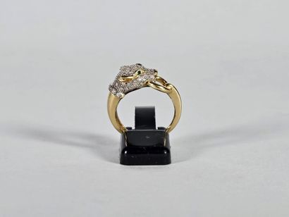 Ring in 18K (750°/°°) yellow and white gold,...
