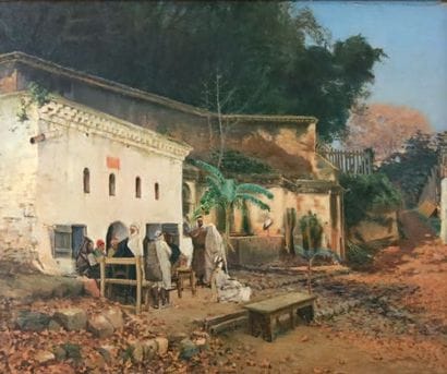 École du XIXe siècle
Le café Maure. Huile...