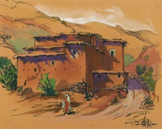 Paul NÉRI (1910 1965)
La maison rouge. Gouache...