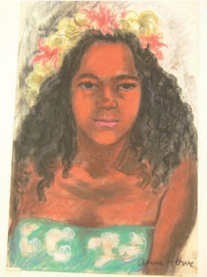 Anne HERVE (XXXXI)
Terii. Pastel, signé en...