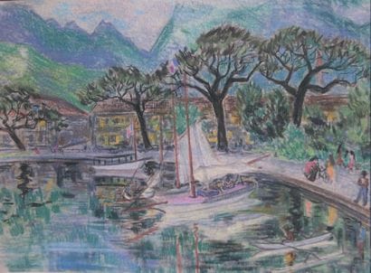 Anne HERVE (XXXXI)
Le Port de Papeete. Pastel....