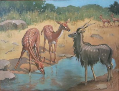 Yvonne LEMOINE (1903 1982)
Les antilopes....