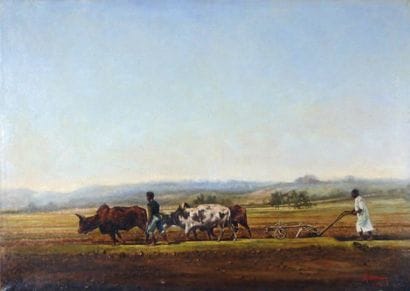 A. HAMON (XIX XXe siècle)
Les labours à Madagascar,...