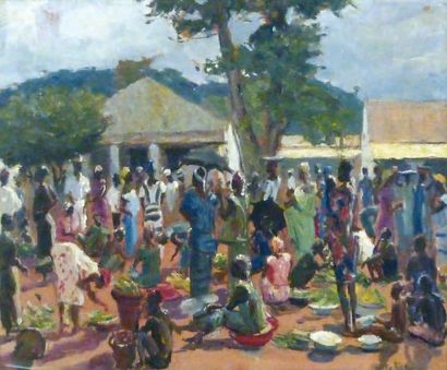 Raymond TELLIER (1897 1985)
Scène de marché...