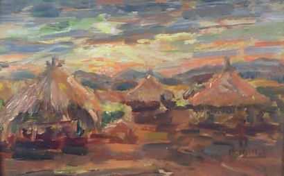 André HALLET (1890 1959)
Les cases, Congo...