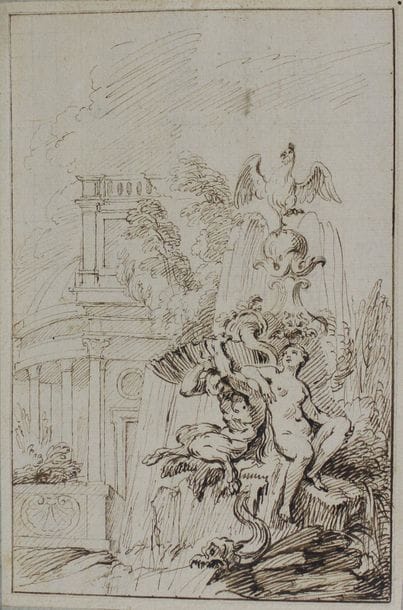 ECOLE DU XVIIIe SIÈCLE
Projets de fontaine.
Deux...