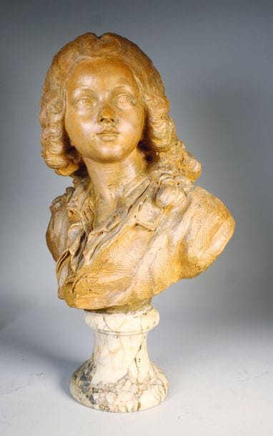 Fernand LIANI (XIXe siècle).
Buste d'enfant.
Terre...