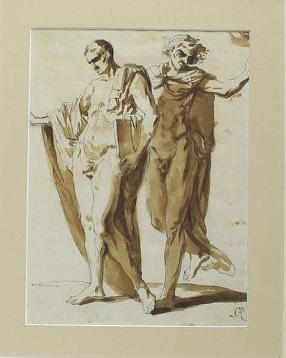Ecole de la fin du XVIIIè siècle
Deux personnages...