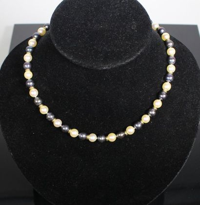 Collier de quarante-six perles de culture...