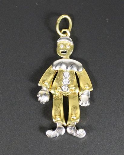 Pendentif pantin articulé en ors jaune et...