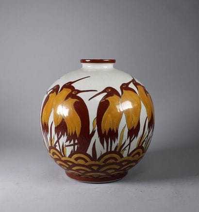 LA LOUVIERE
Vase boule en faïence émaillée...