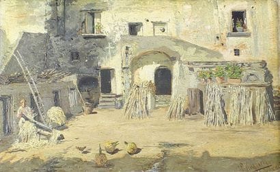 Pascale RUGGIERO (1851-1916)
Cour de ferme.
Huile...