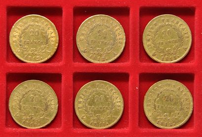 6 pièces de 20 francs or, Napoléon Ier Empereur,...