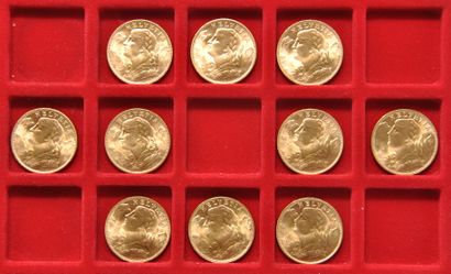 10 pièces en or de 20 Francs Suisse 