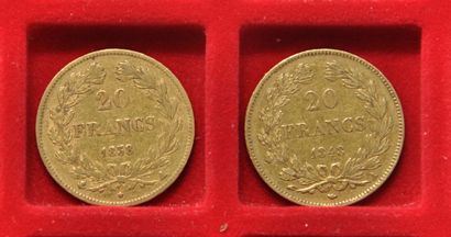 2 pièces de 20 Francs or Louis-Philippe Ier...