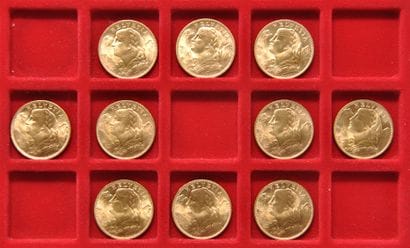 10 pièces en or de 20 Francs Suisse 