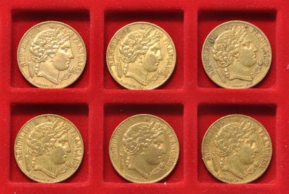 6 pièces de 20 francs or Céres
Années: 1850...