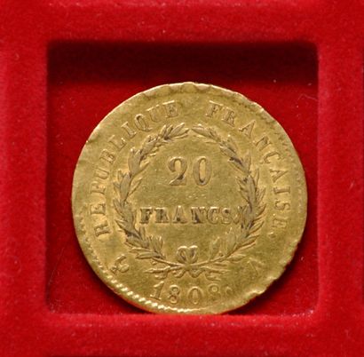 Une pièce de 20 francs or, Napoléon Ier Empereur,...
