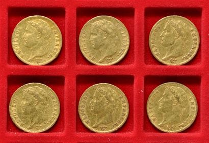 6 pièces de 20 francs or, Napoléon Ier Empereur,...