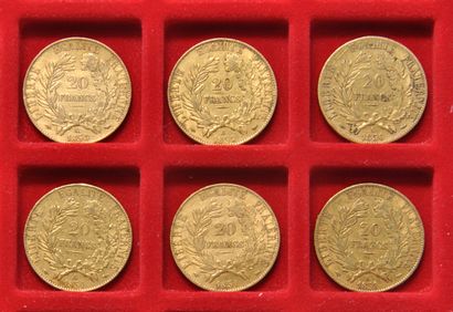 6 pièces de 20 francs or Céres
Années: 1850...