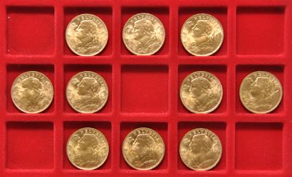 10 pièces en or de 20 Francs Suisse 