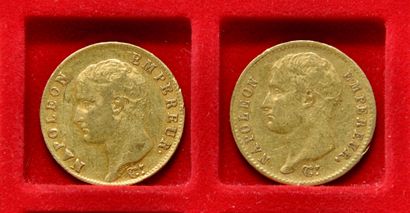 2 pièces de 20 francs or, Napoléon Ier Empereur,...