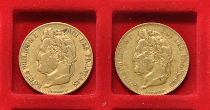 2 pièces de 20 Francs or Louis-Philippe Ier...