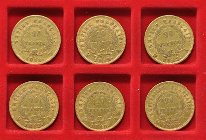 6 pièces de 20 francs or,Napoléon Ier Empereur,...
