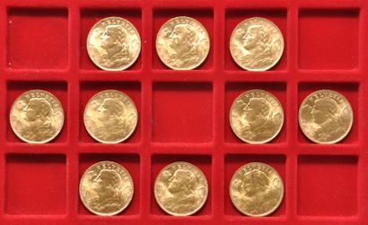 10 pièces en or de 20 Francs Suisse 