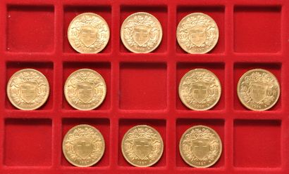 10 pièces en or de 20 Francs Suisse 