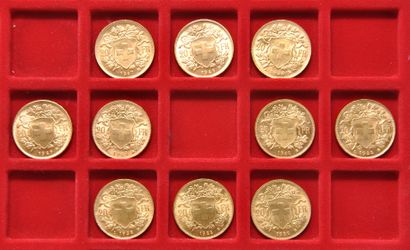 10 pièces en or de 20 Francs Suisse 