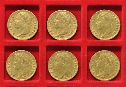 6 pièces de 20 francs or,Napoléon Ier Empereur,...