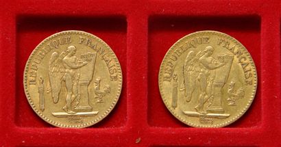 2 pièces de 20 francs or Génie IIème République....
