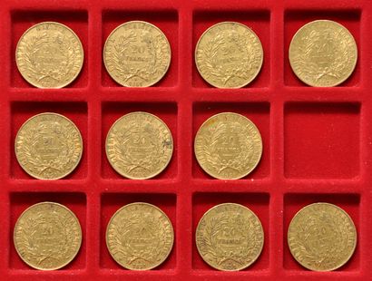 11 pièces de 20 francs or Céres. 
Années:...
