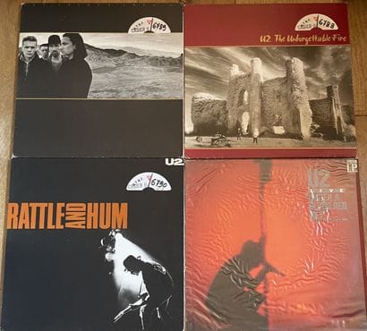 '80s Rock
Four 33 rpm LPs - U2
VG to EX;...