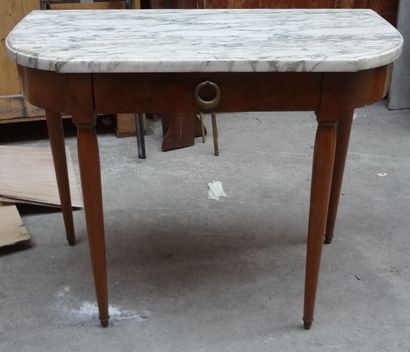 Console demi-lune en bois de placage, dessus...