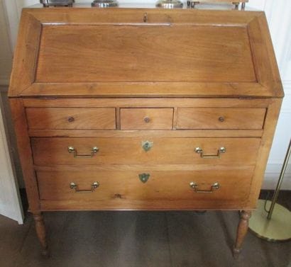 Bureau de pente en bois naturel merisier...
