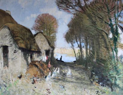 Pierre Eugène MONTEZIN (1874-1946) Chaumières...