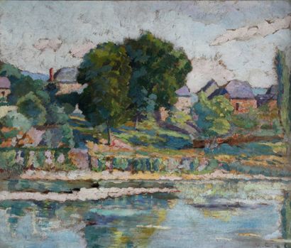 Victor CHARRETON (1864-1936) Village en campagne....
