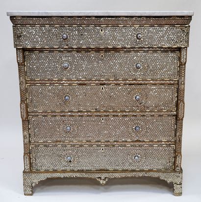 Haute COMMODE bois entièrement incrusté de...