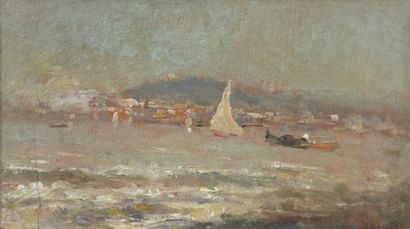 Attilio PRATELLA (1856-1949) Régate. Huile...