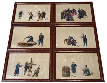 CHINE XIXème. Suite de six scènes de tortures...