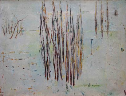 Ecole contemporaine. Paysage aux arbres....