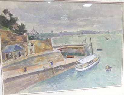 André PLANSON. Le Port de Dinard. Aquarelle...