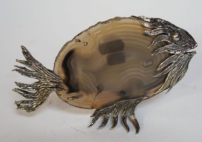 POISSON en agate et argent 800 millièmes....