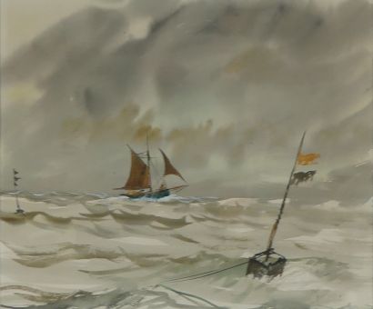 Jean VERCEL, Banc des sauvages, aquarelle,...