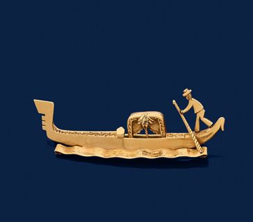 BROCHURE depicting a gondolier, in yellow...