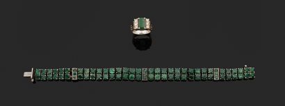 DEMI PARURE en or gris 800 mil. comprenant...