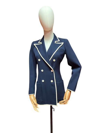 YVES SAINT LAURENT, RIVE GAUCHE. VESTE bleu...
